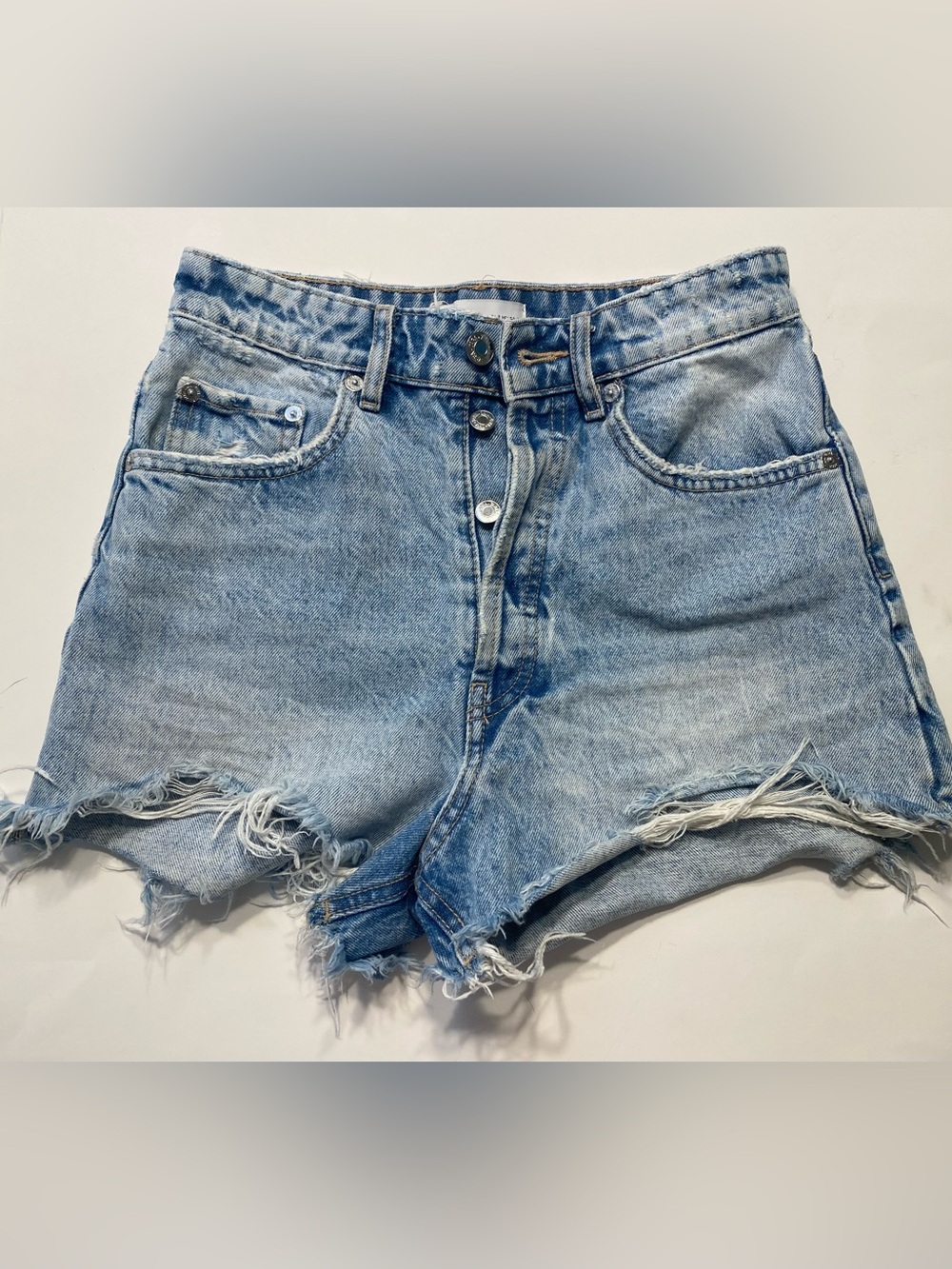 Zara High-Rise Light Blue Denim Cutoff Shorts - Women